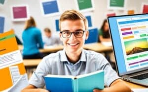 a man holding a book and smiling
