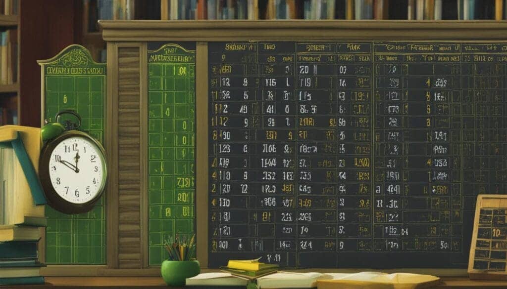Tableau de planning de révisions